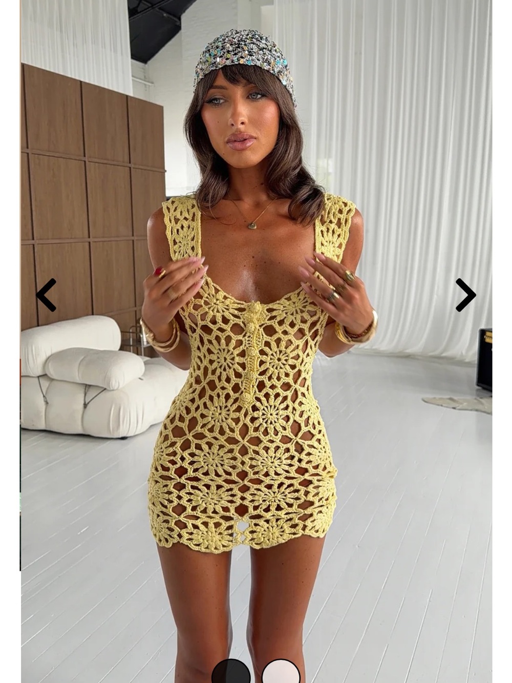 Sorelle UK Crochet Knit Isabel dress XS Yellow